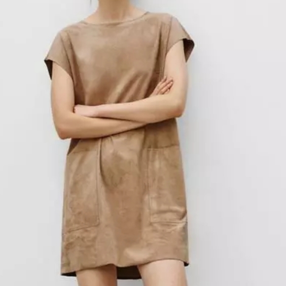 Aritzia Dresses & Skirts - Wilfred Free Nori Tunic Dress faux suede brown lg